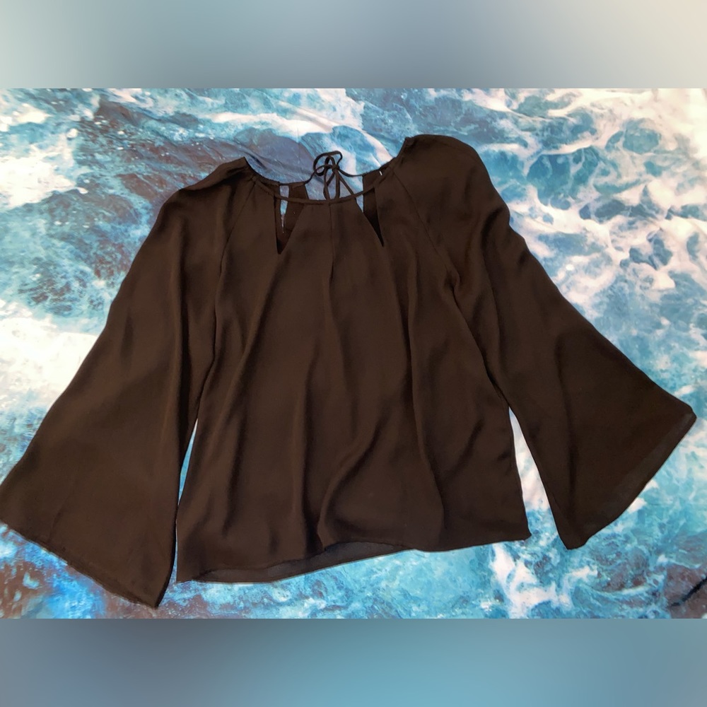 Goldray from Stitch Fix Black Long Sleeved Cutout Blouse